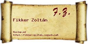 Fikker Zoltán névjegykártya